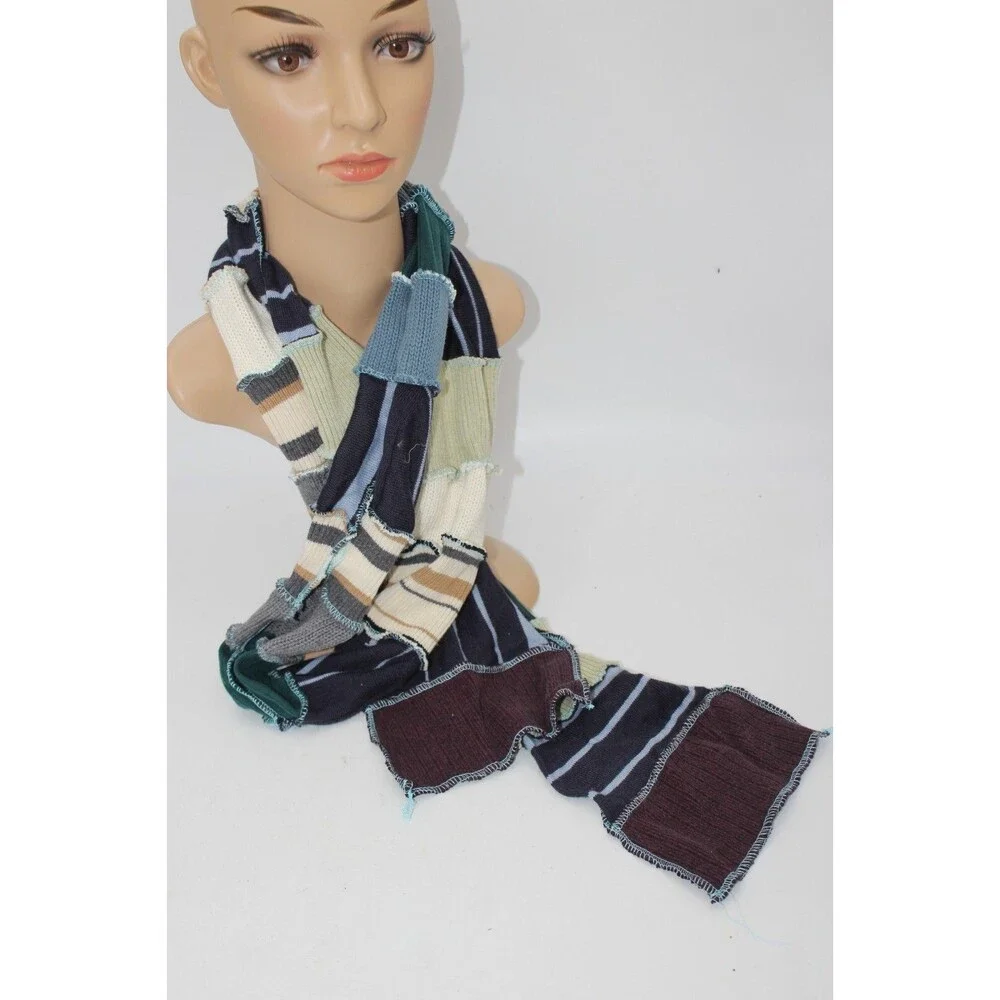 Scarf Upcycled Green Blue Ivory Sweaters Red ~88